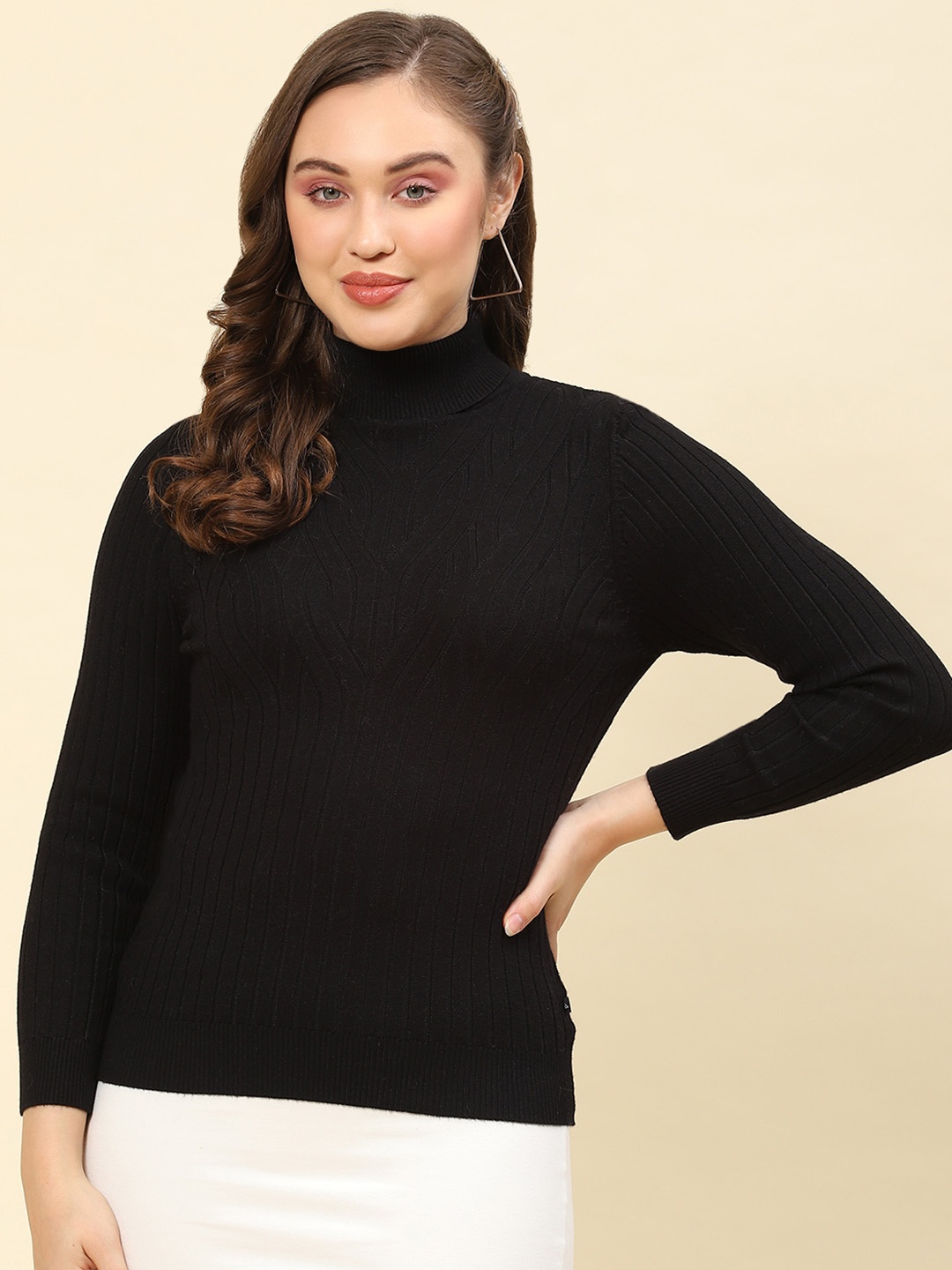 

Monte Carlo Self-Designed High Neck Long Sleeves Pullover, Black