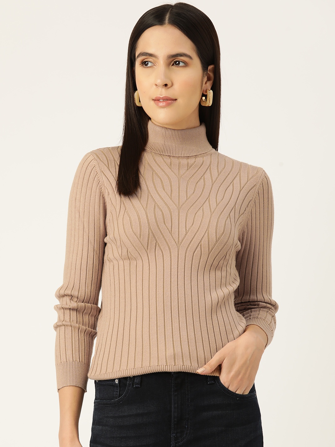 

Monte Carlo Self-Designed High Neck Long Sleeves Pullover, Brown