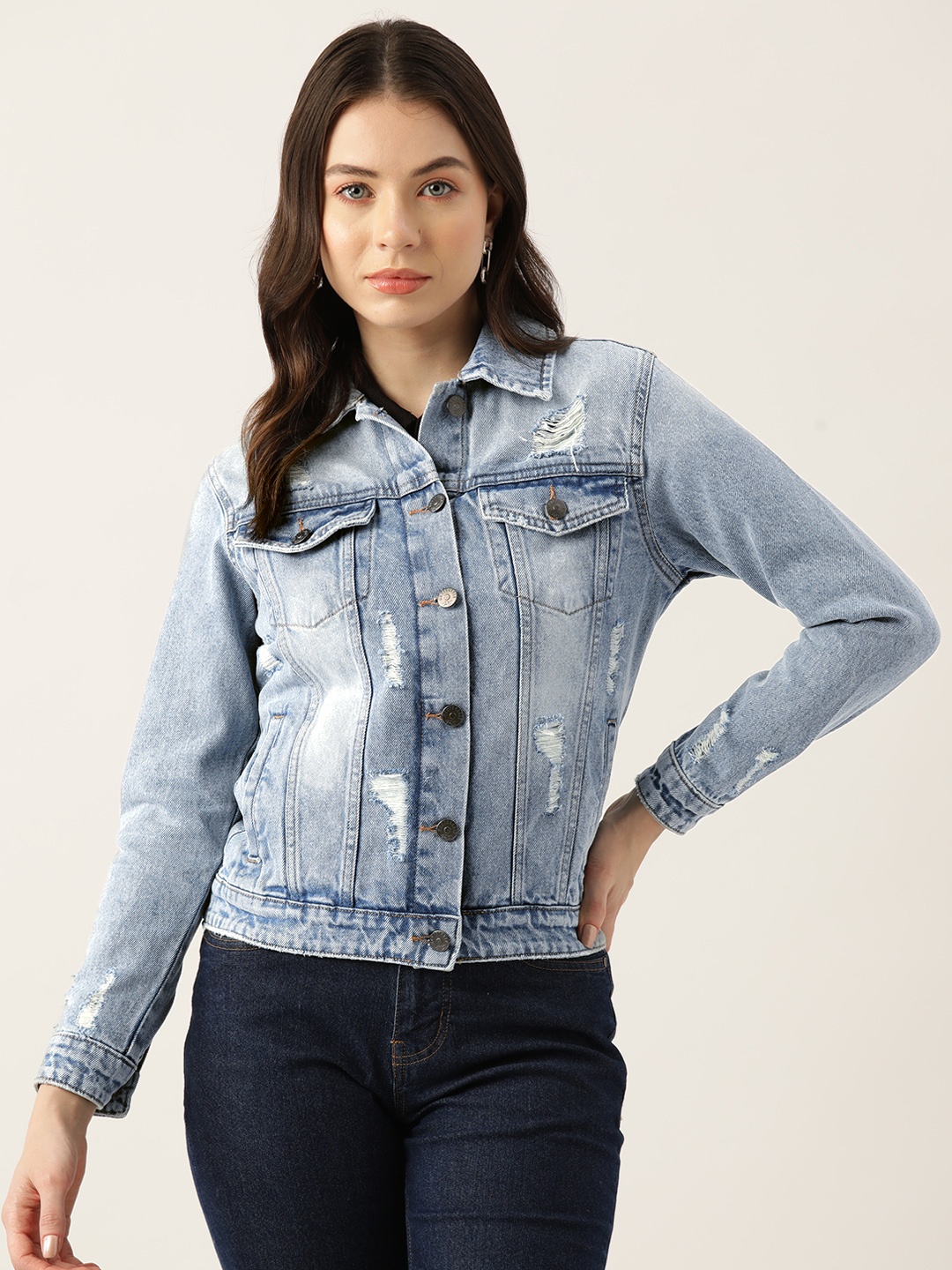 

Monte Carlo Distressed Denim Jacket, Blue