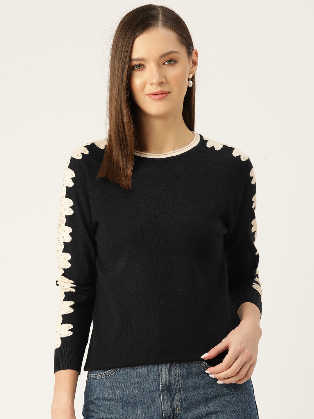 

Monte Carlo Women Printed Sweaters, Black