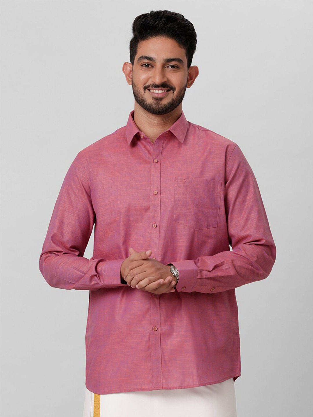 

Ramraj Spread Collar Regular Fit Cotton Casual Shirt, Rose