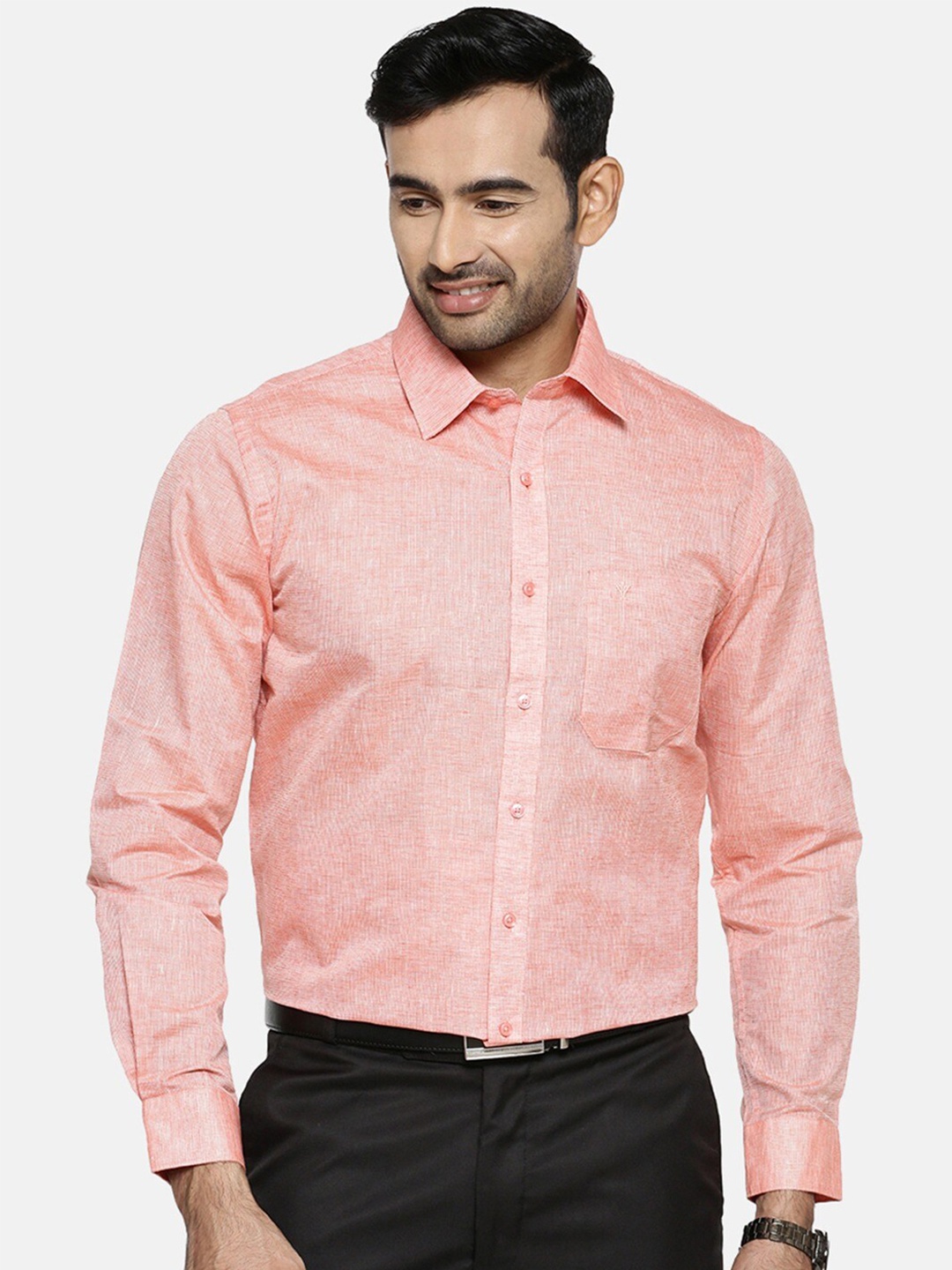 

Ramraj Spread Collar Regular Fit Cotton Formal Shirt, Orange