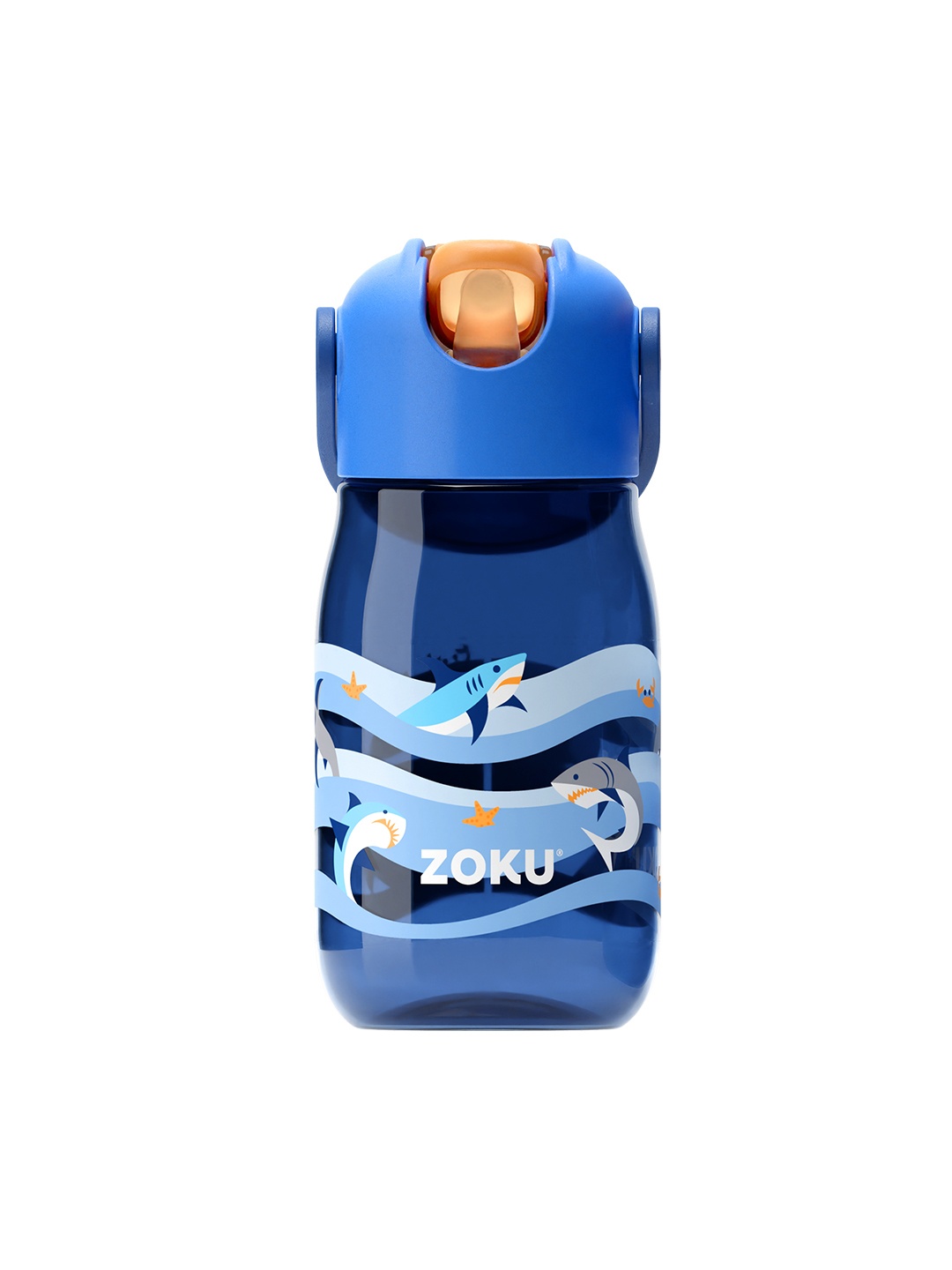 

ZOKU Kids Blue Shark Printed Flip Straw Water Bottle