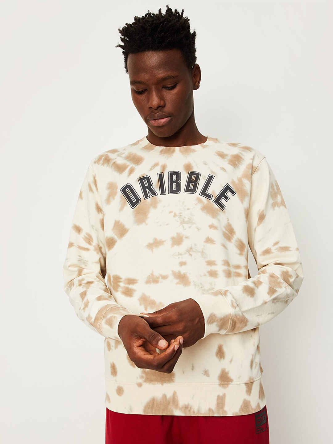

max Abstract Printed Pure Cotton Sweatshirt, Beige