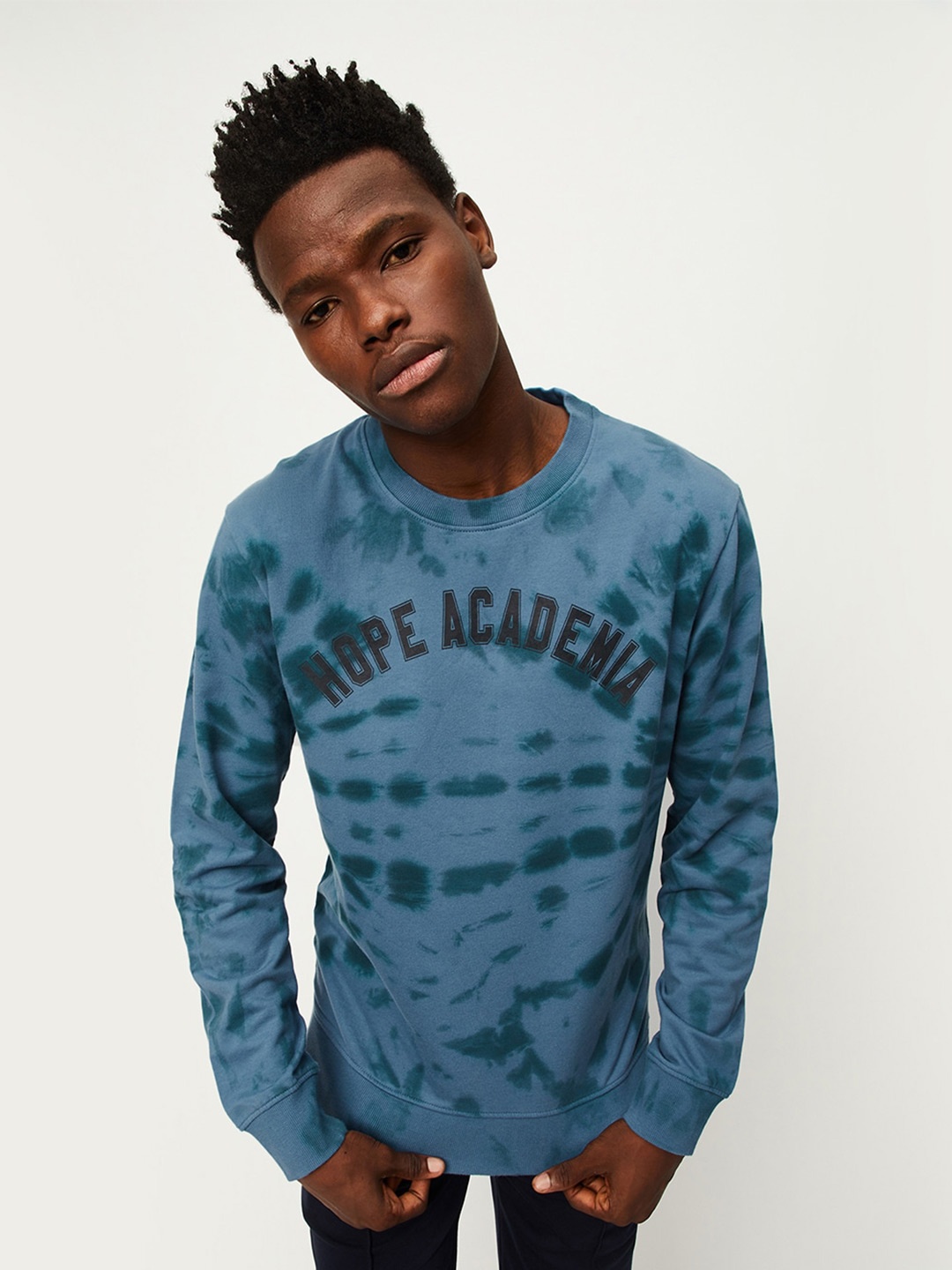 

max Abstract Printed Pure Cotton Sweatshirt, Blue