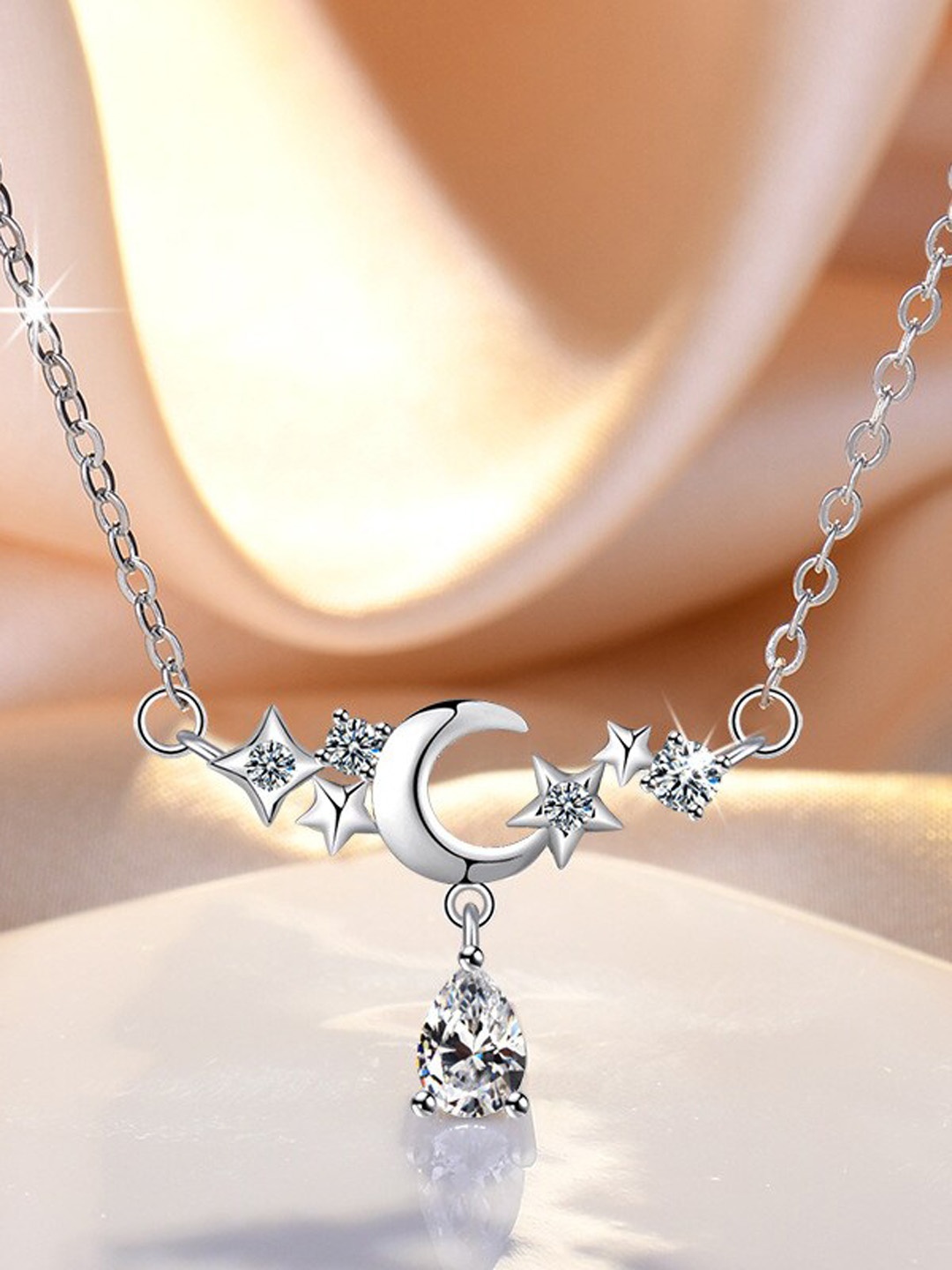 

MYKI Silver-Plated CZ-Studded Pendant With Chain