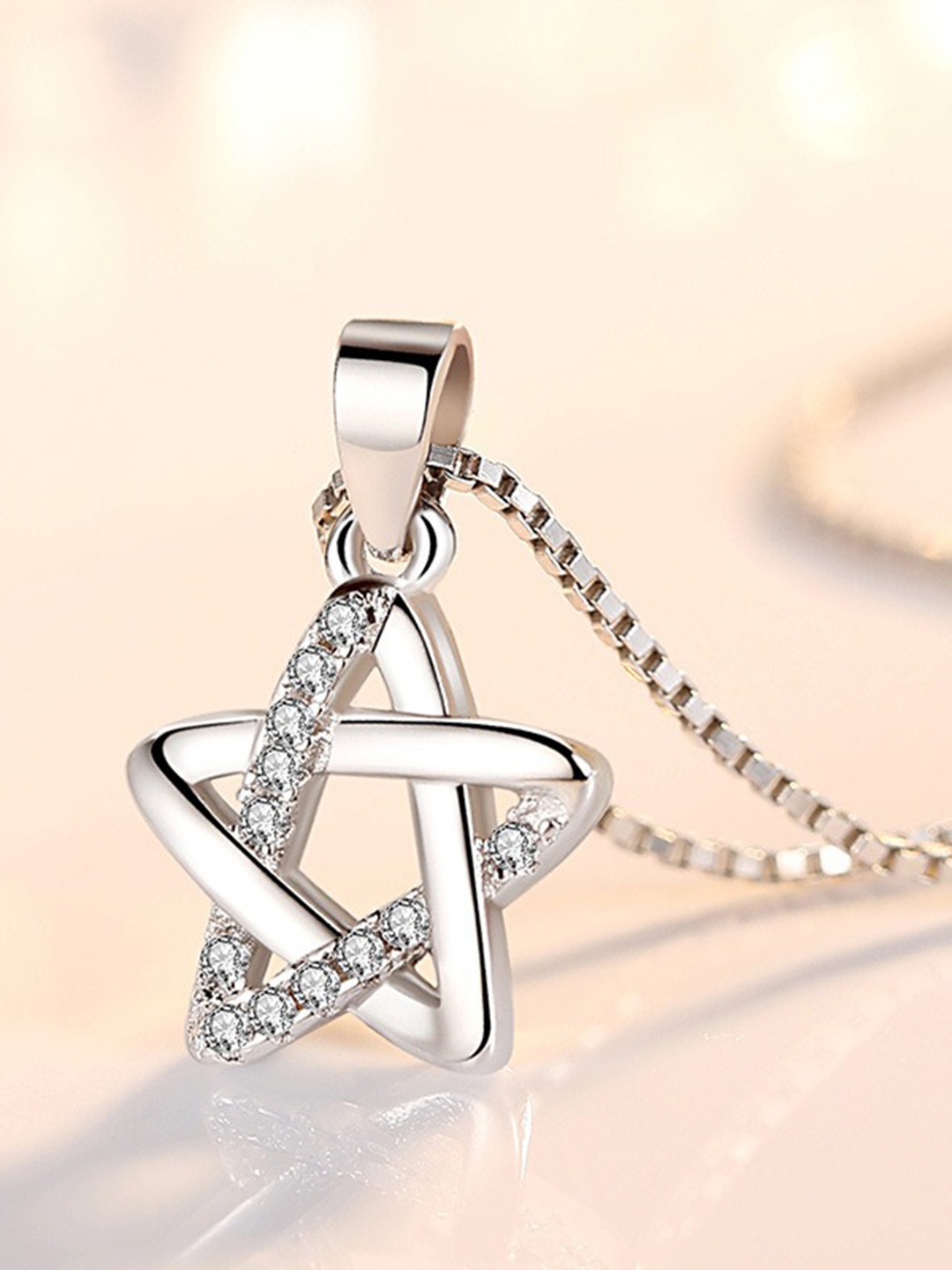 

MYKI Silver-Plated CZ-Studded Pendant With Chain
