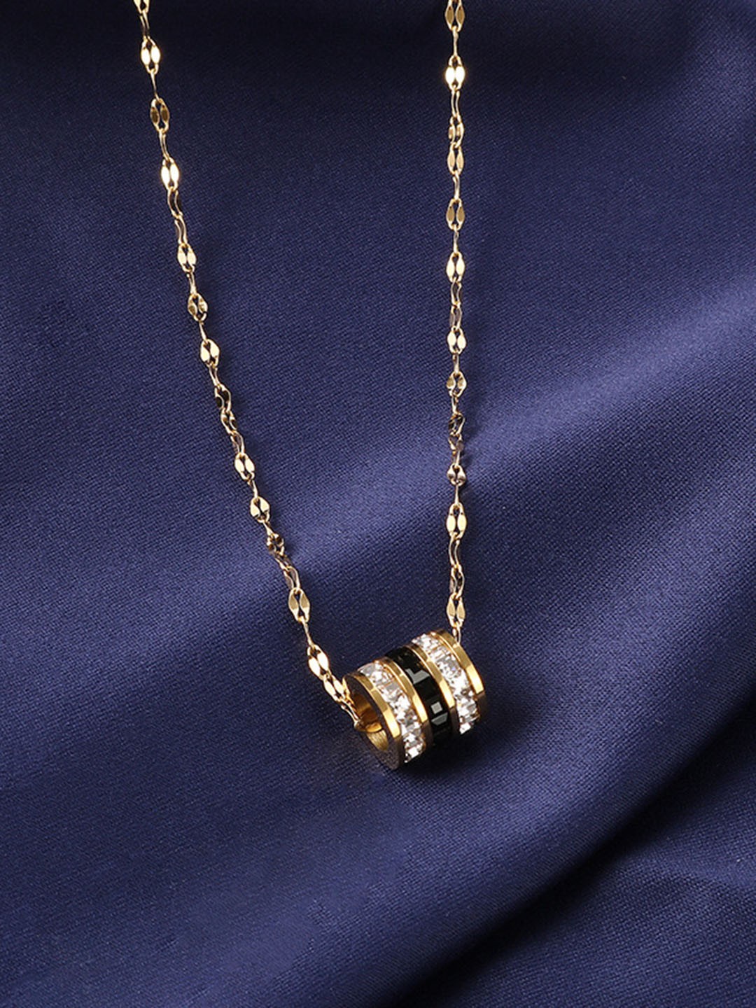 

MYKI Gold-Plated CZ-Studded Pendant With Chain