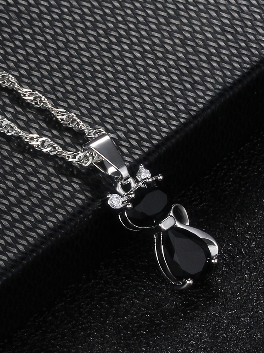 

MYKI Silver-Plated CZ-Studded Pendant With Chain