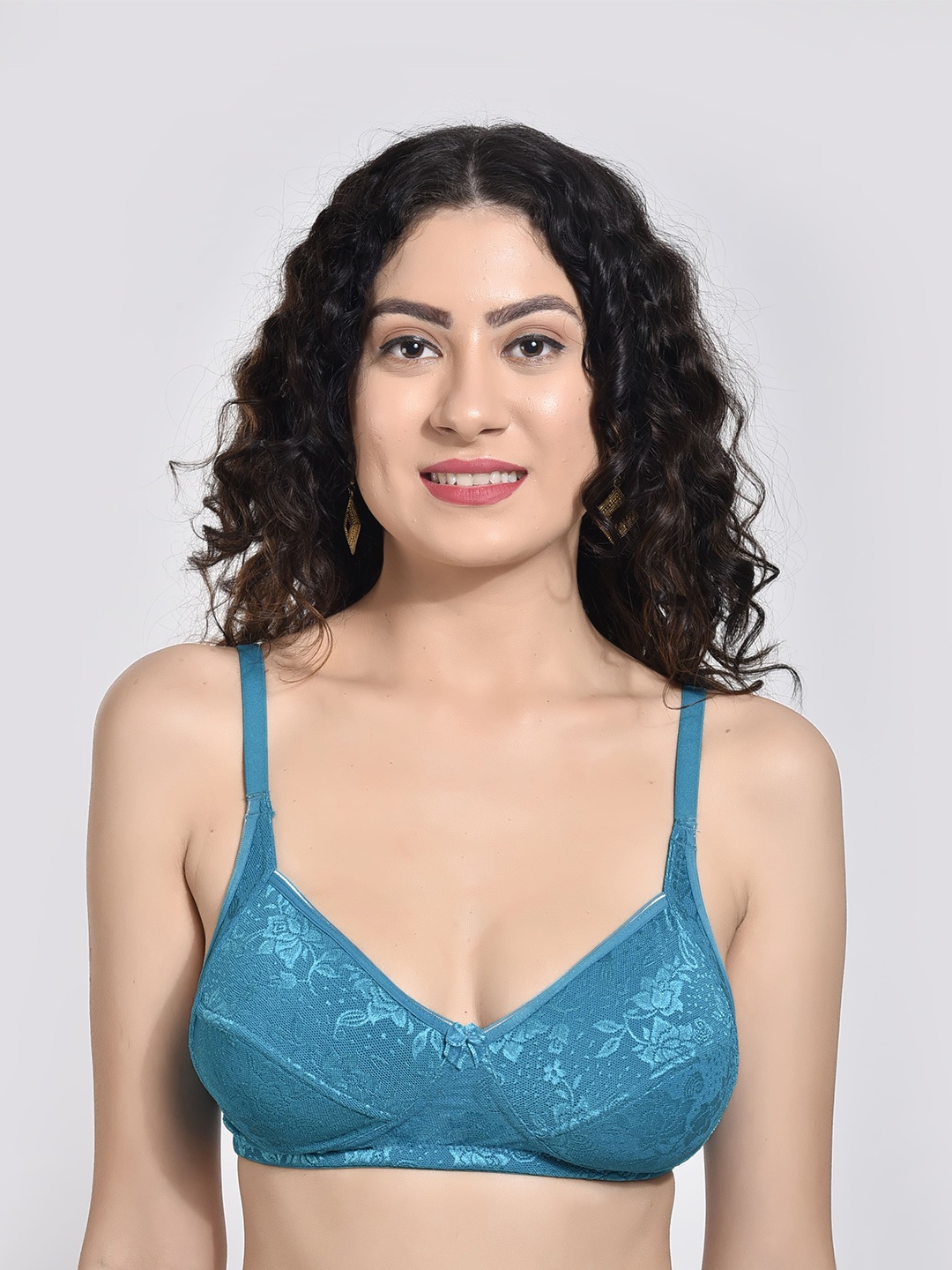

Innocence Floral Medium Coverage Lightly Padded Bra With All Day Comfort, Blue