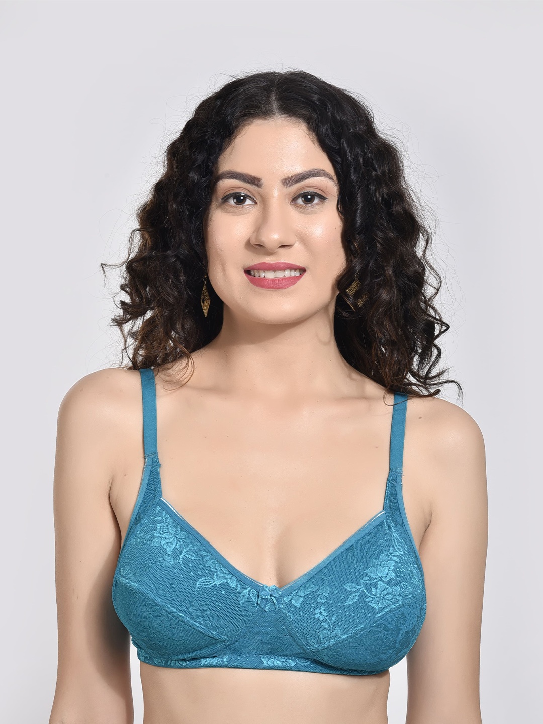 

Innocence Pack Of 3 Floral Lightly Padded Bra With All Day Comfort, Blue