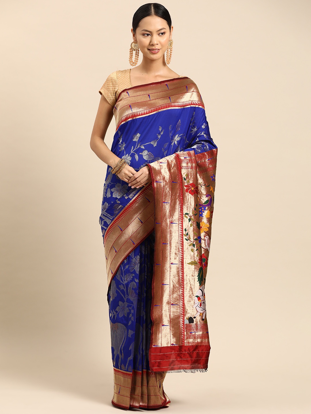 

Tasarika Woven Design Ethnic Motifs Zari Paithani Saree, Violet