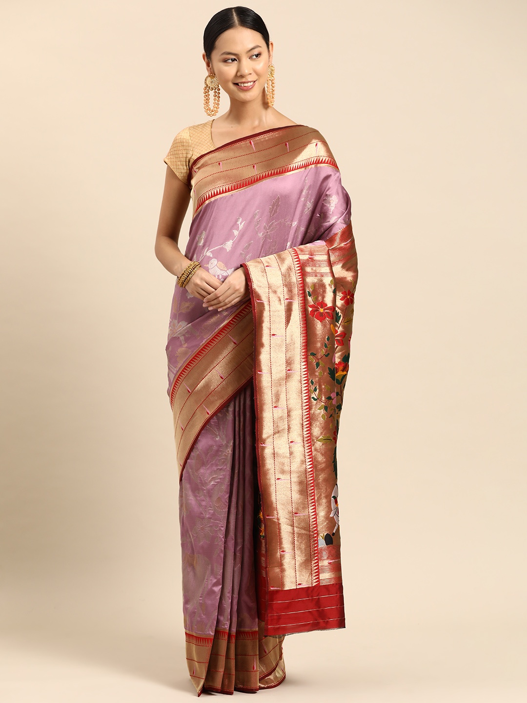 

Tasarika Woven Design Ethnic Motifs Zari Paithani Saree, Lavender