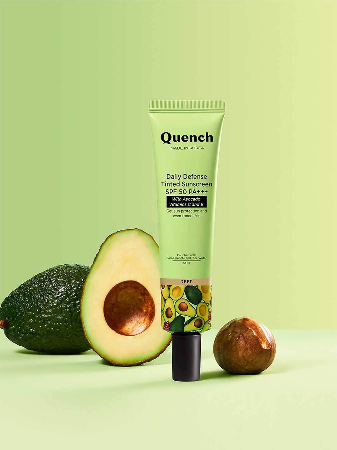 

Quench Daily Defense SPF 50 PA+++ Tinted Sunscreen 50ml - Deep, Green