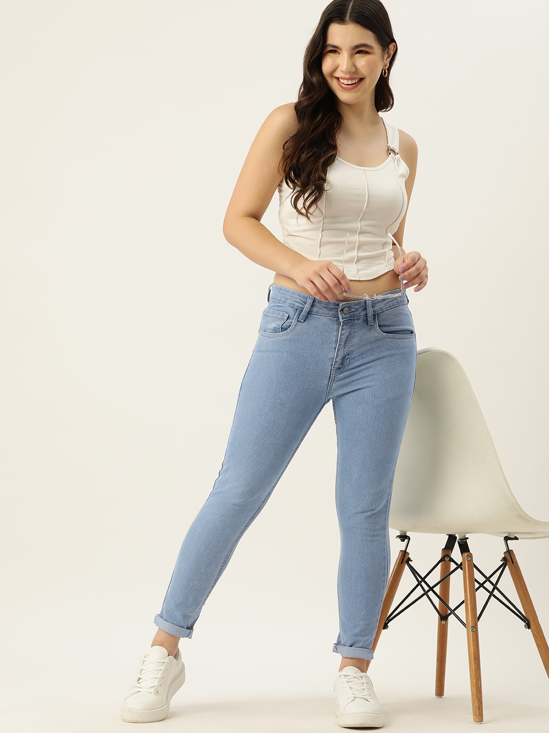 

Mast & Harbour Women Skinny Fit Stretchable Jeans, Blue