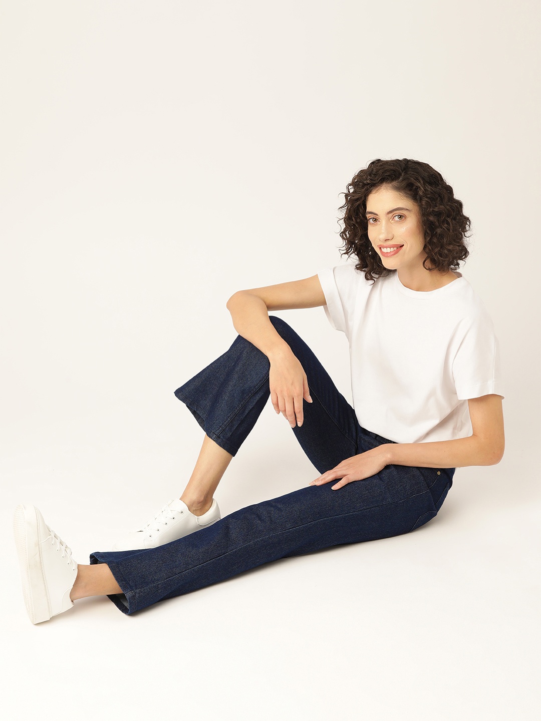 

Mast & Harbour Women Bootcut Stretchable Jeans, Navy blue