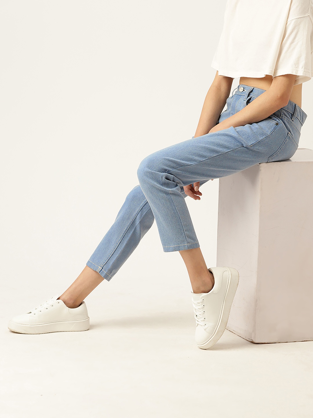 

Mast & Harbour Women Stretchable Cropped Jeans, Blue