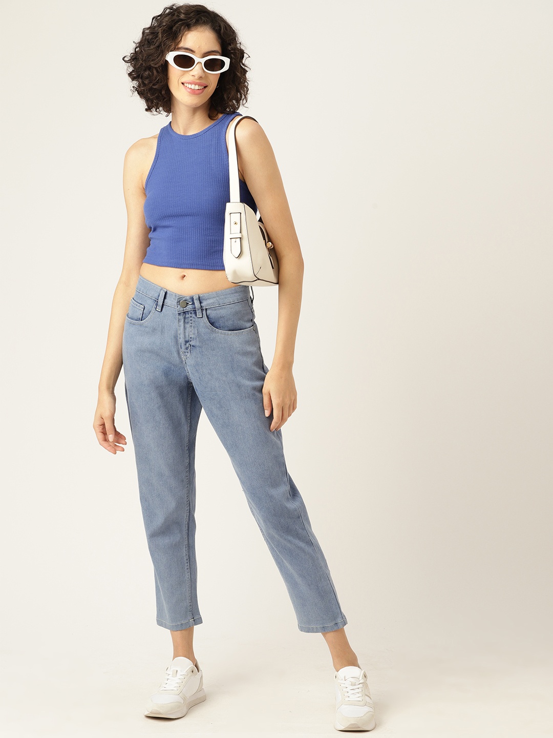 

Mast & Harbour Women Stretchable Cropped Jeans, Blue