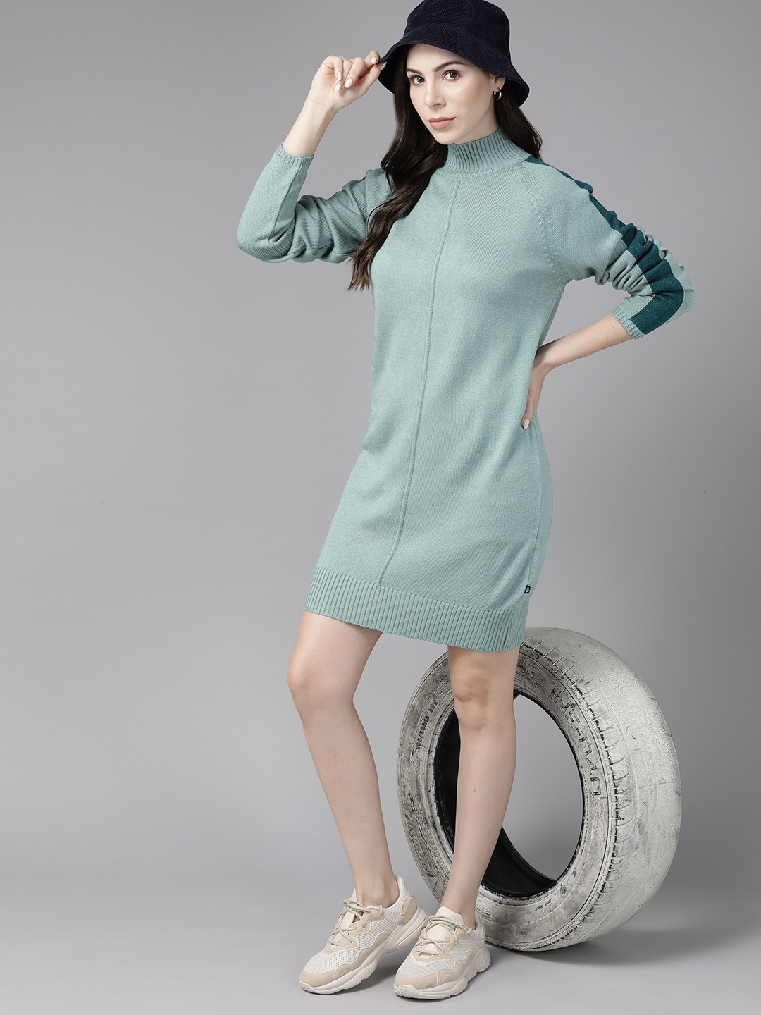 

The Roadster Lifestyle Co. Solid Acrylic Jumper Dress, Sea green