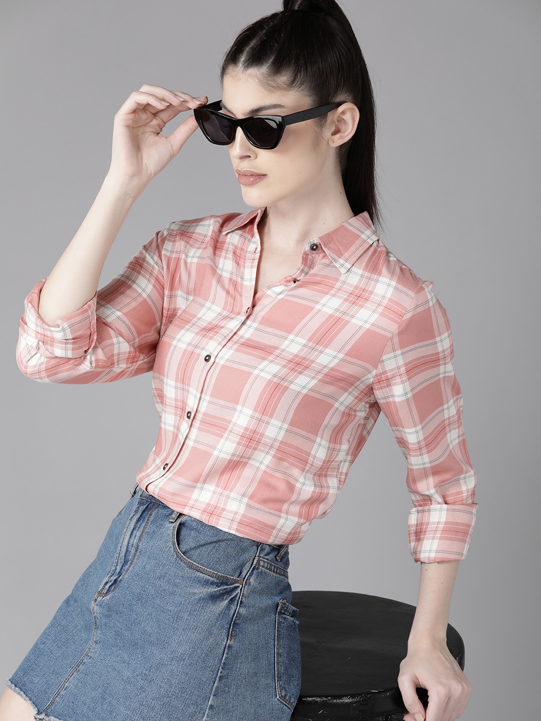 

The Roadster Lifestyle Co. Checked Casual Shirt, Pink