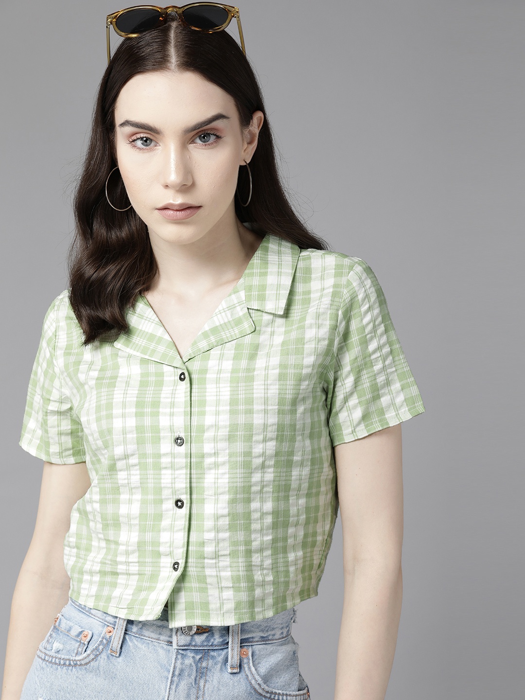 

The Roadster Lifestyle Co. Pure Cotton Tartan Checked Casual Shirt, Green