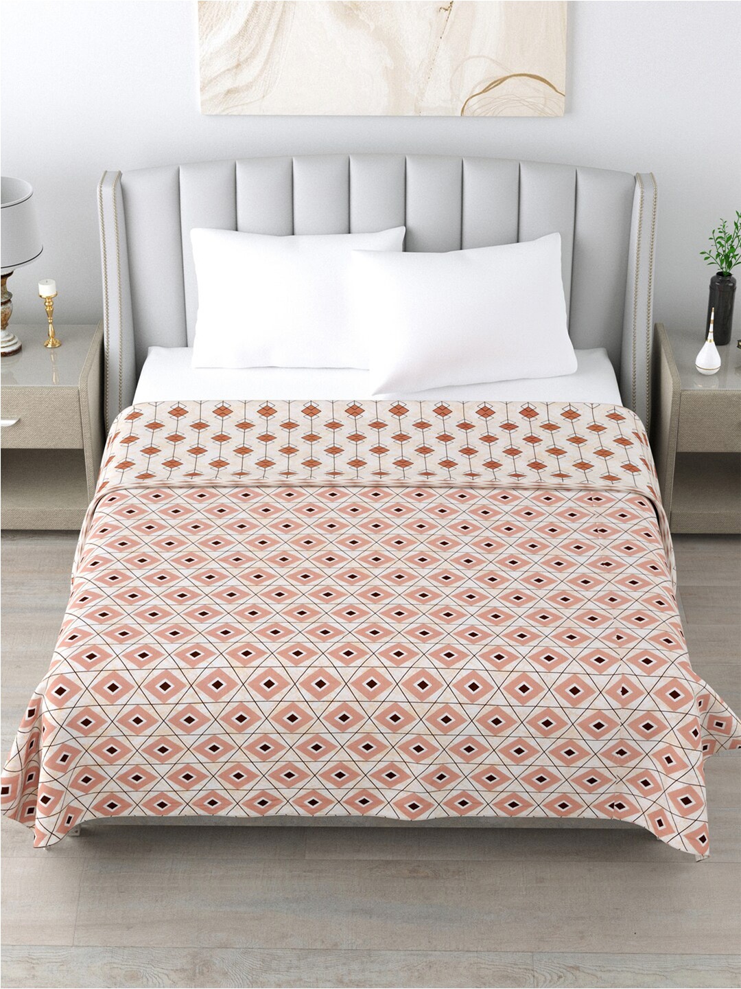

Home Fresh Rosemary Pink & White Floral AC Room 210 GSM Double Bed Dohar