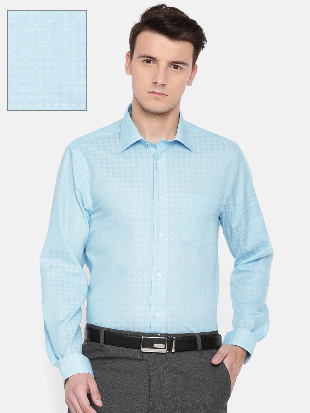 

Blackberrys Men Blue Slim Fit Checked Formal Shirt