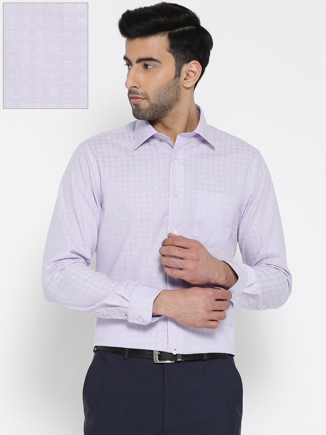 

Blackberrys Men Lavender Slim Fit Checked Formal Shirt