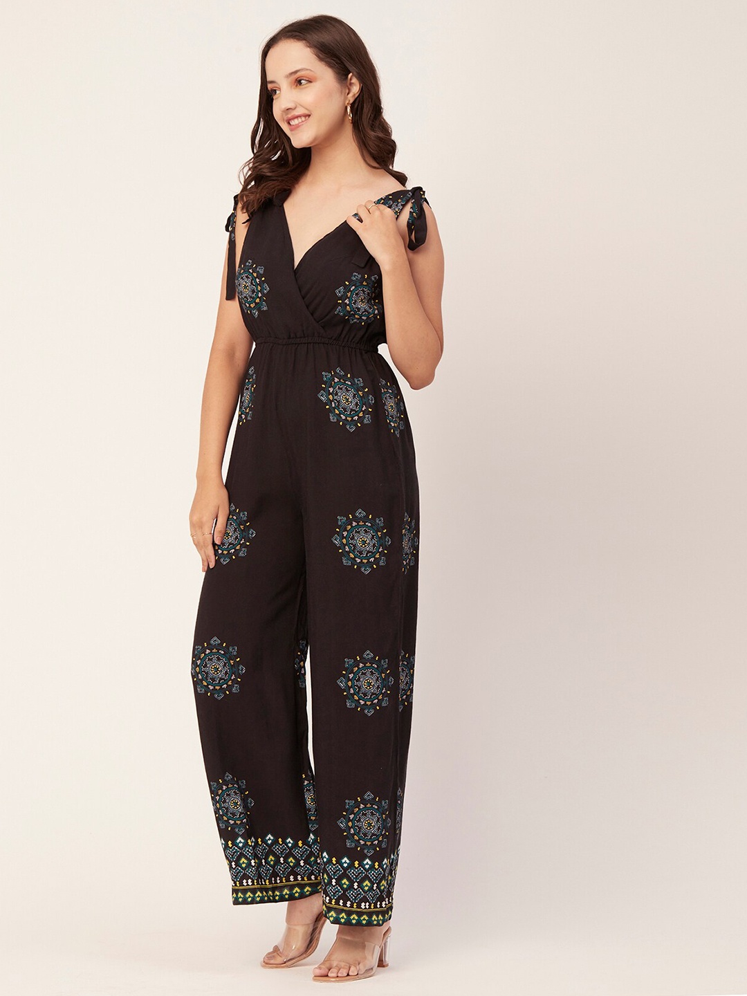 

Moomaya Printed Basic Jumpsuit, Black
