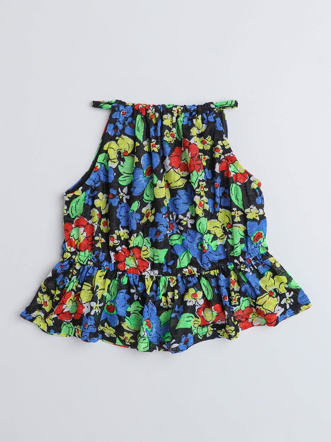 

taffykids Girls Floral Printed Crop Top, Black