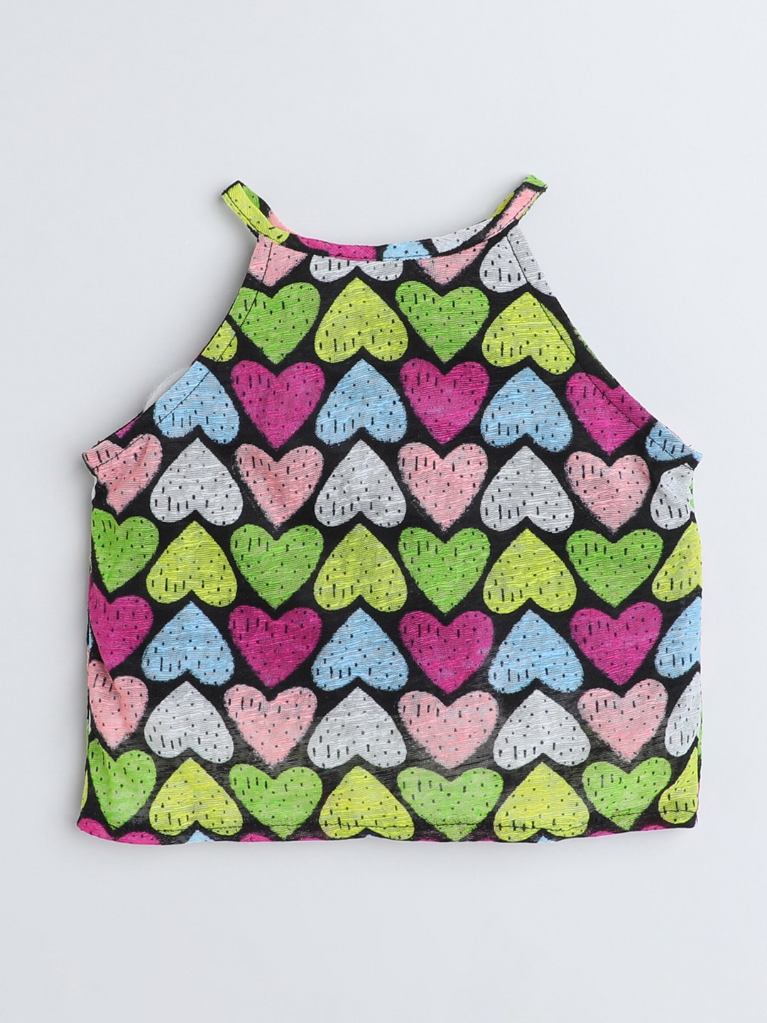 

taffykids Girls Conversational Printed Crop Top, Black