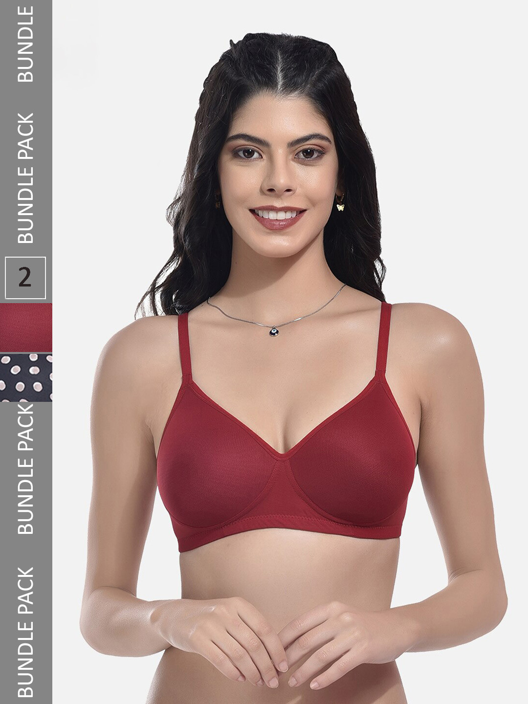

StyFun Pack Of 2 Full Coverage Lightly Padded Bra, Red