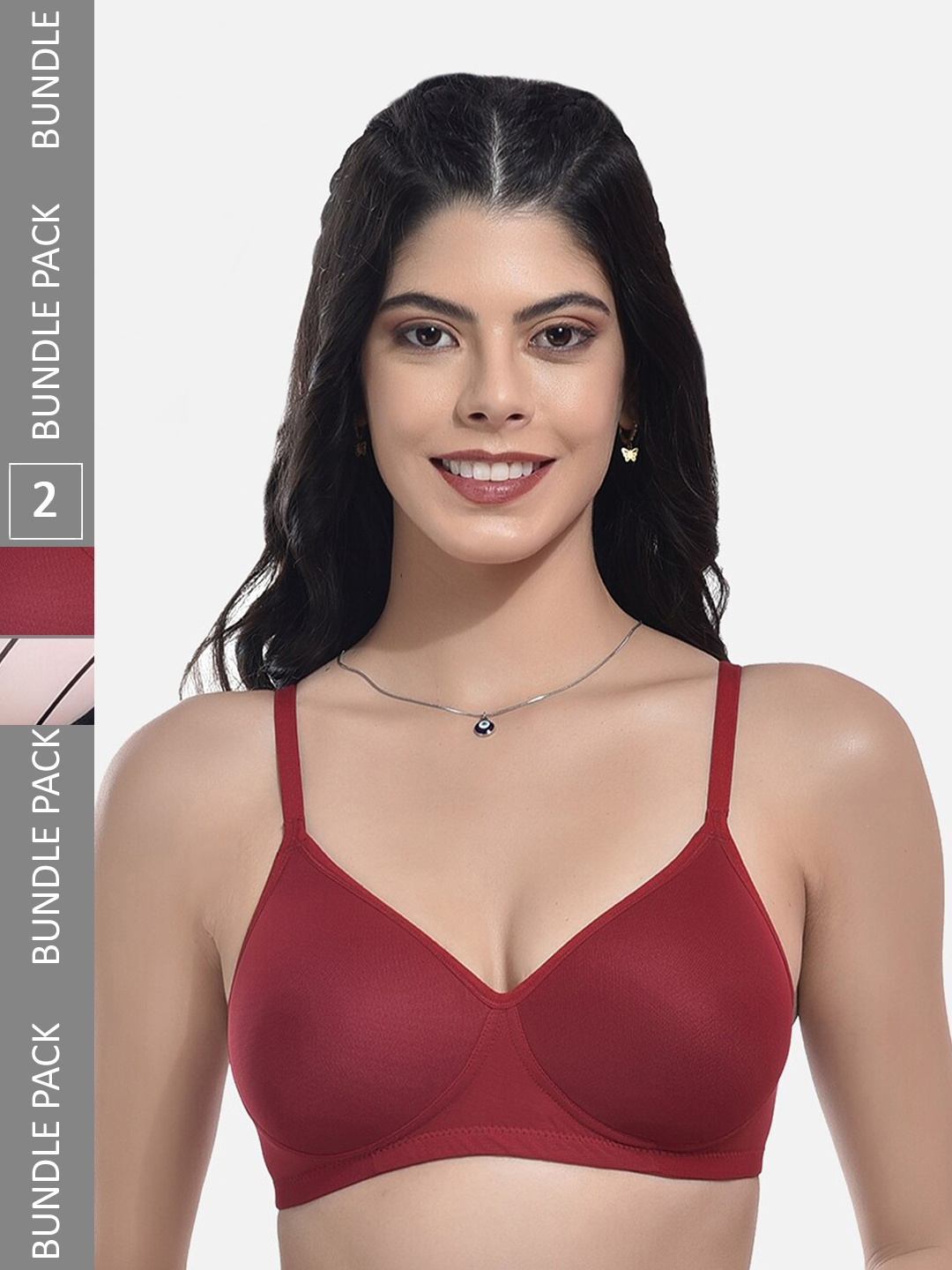 

StyFun Pack Of 2 Full Coverage Lightly Padded Bra With All Day Comfort, Red