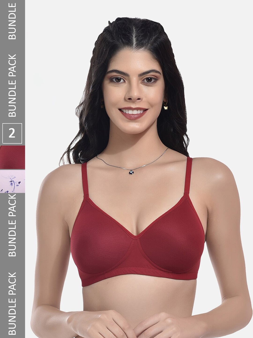 

StyFun Pack of 2 Full Coverage Lightly Padded Bra With All Day Comfort, Red