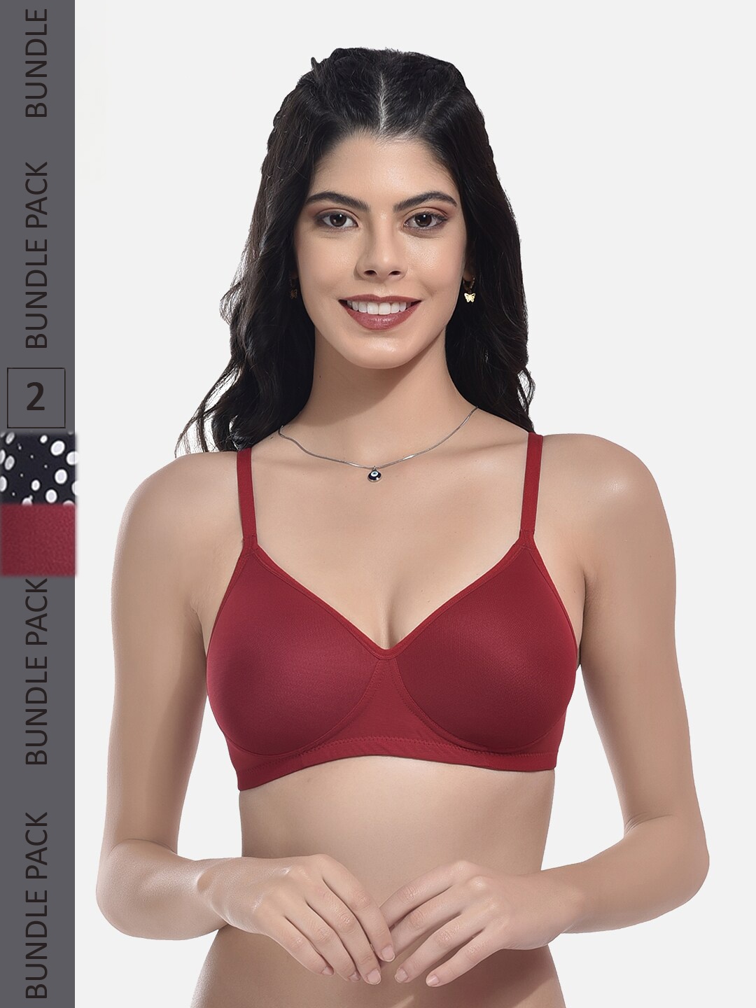 

StyFun Pack of 2 Full Coverage Lightly Padded Bra With All Day Comfort, Maroon