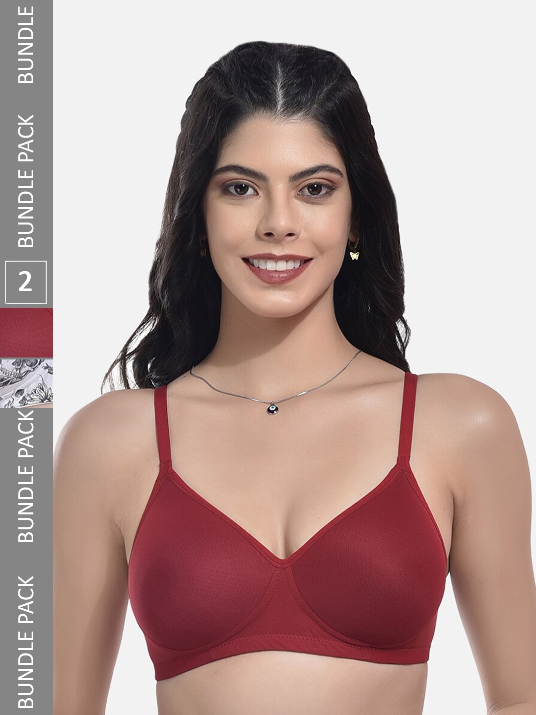 

StyFun Pack Of 2 Full Coverage Lightly Padded Bra With All Day Comfort, Red