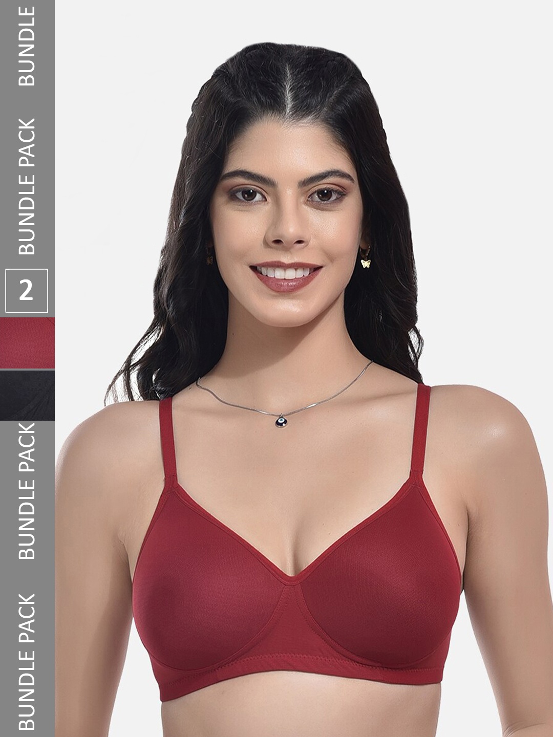 

StyFun Pack Of 2 Full Coverage Lightly Padded Bra With All Day Comfort, Red