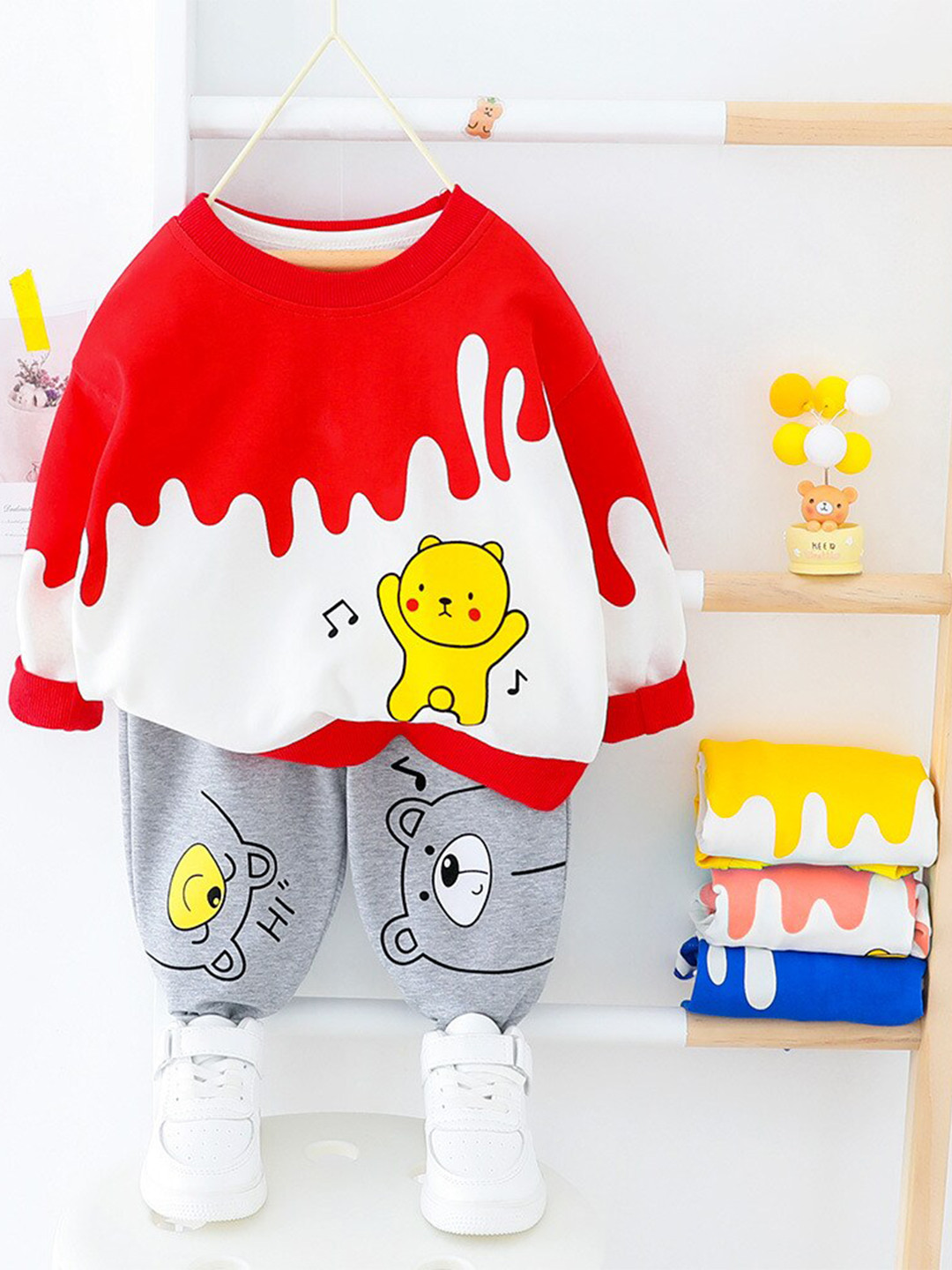 

Googo Gaaga Boys Printed T-shirt with Trousers, Red