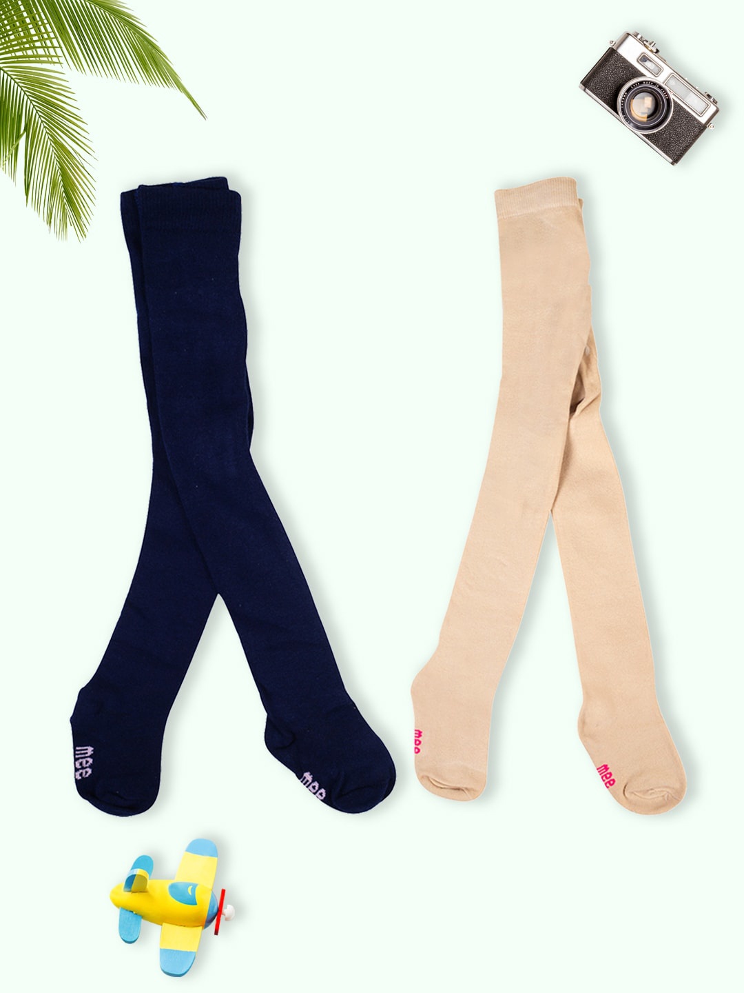 

MeeMee Infants Kids Pack Of 2 High-Rise Stockings, Blue
