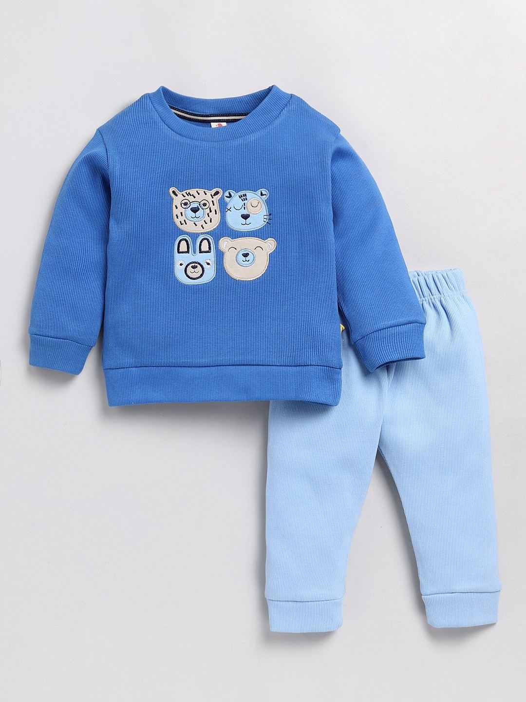 

BRATS AND DOLLS Boys Printed Pure Cotton Top With Trousers, Blue