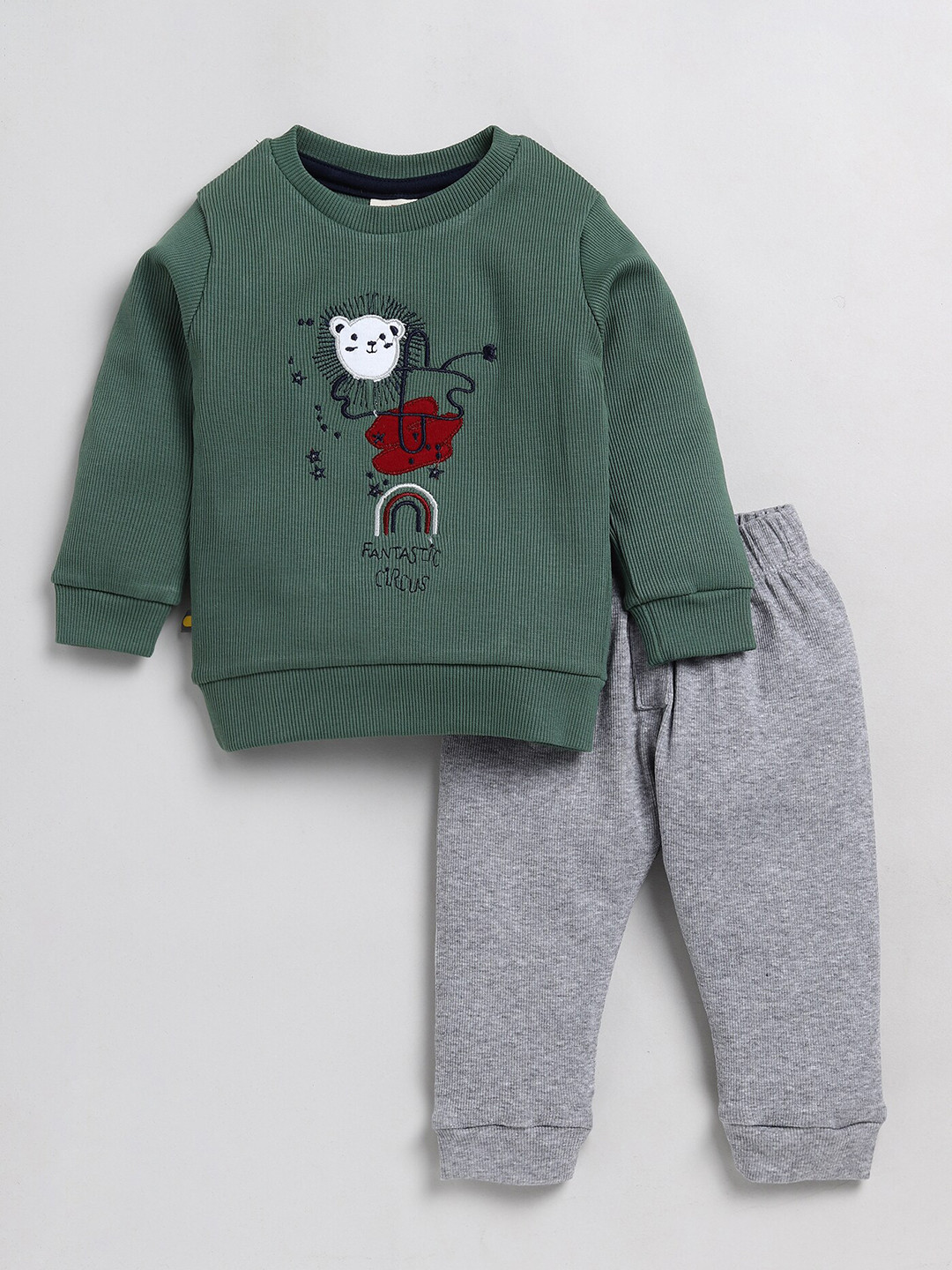 

BRATS AND DOLLS Boys Printed Pure Cotton Top With Trousers, Green