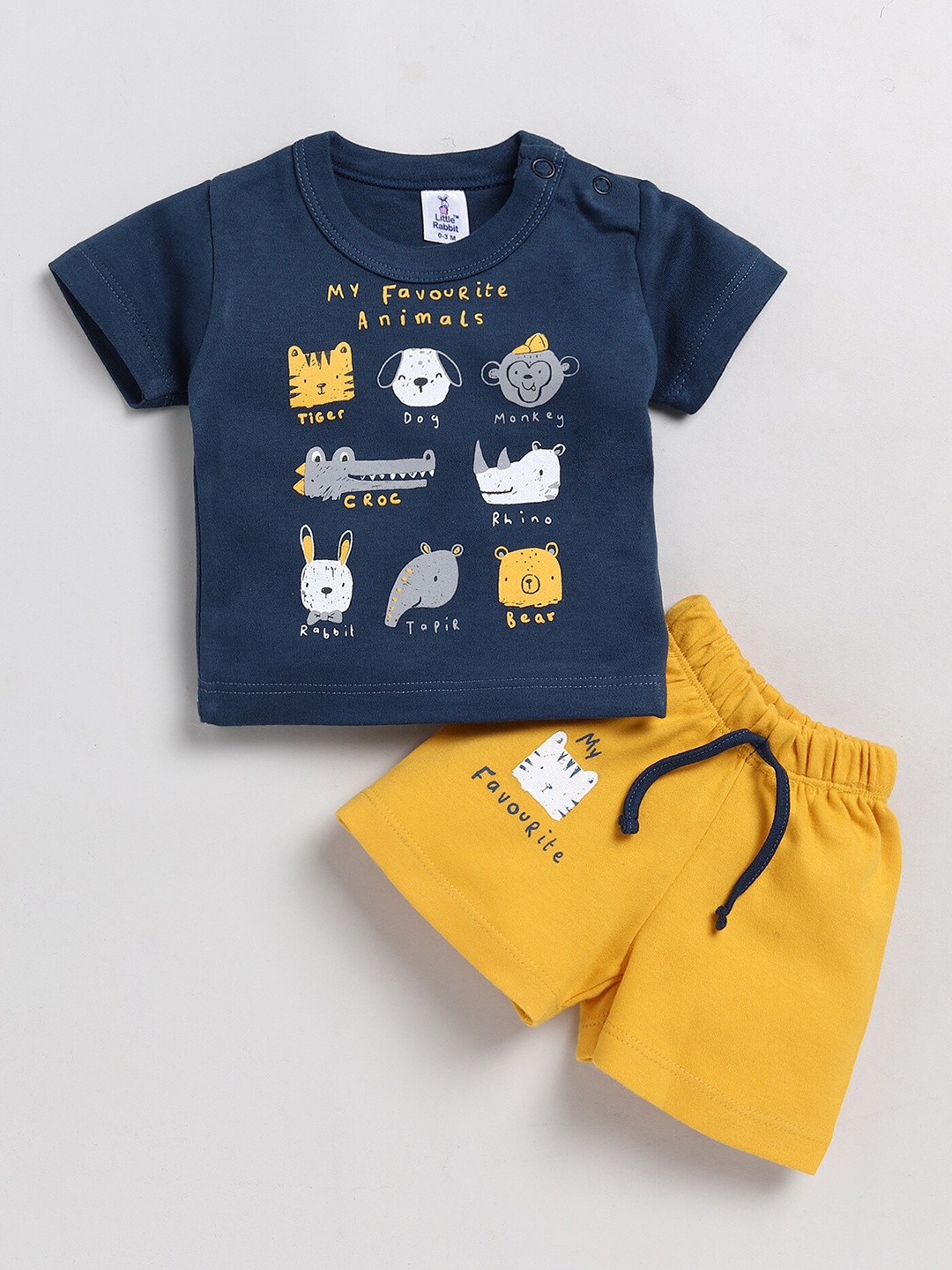 

BRATS AND DOLLS Boys Printed Pure Cotton T-shirt With Shorts, Blue
