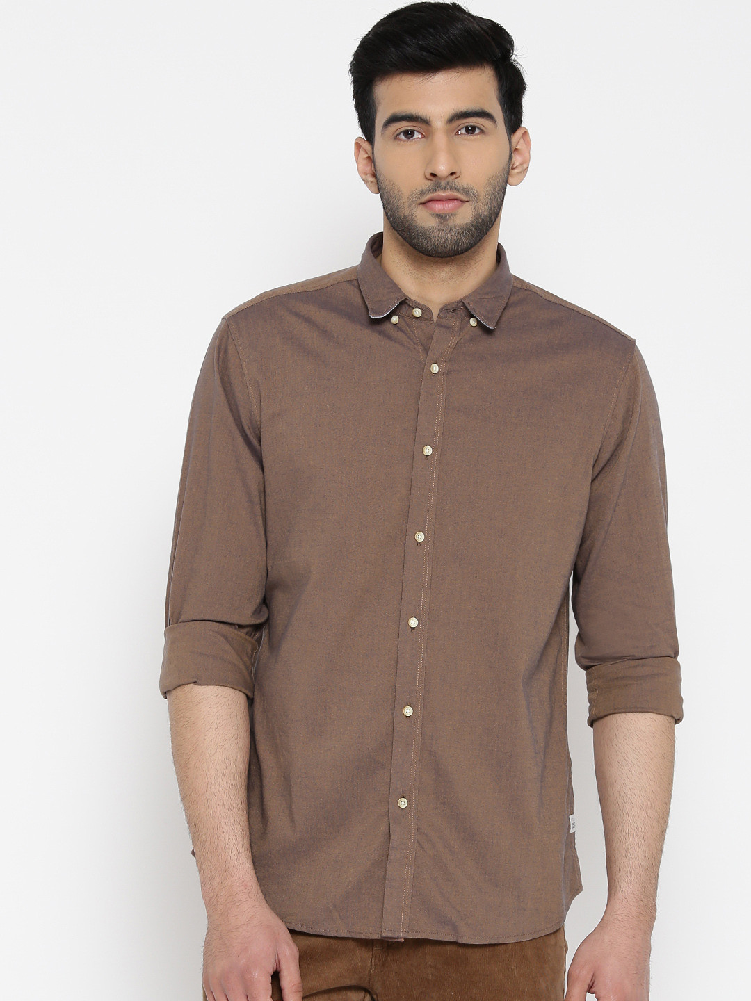 

Blackberrys Men Brown Slim Fit Solid Casual Shirt