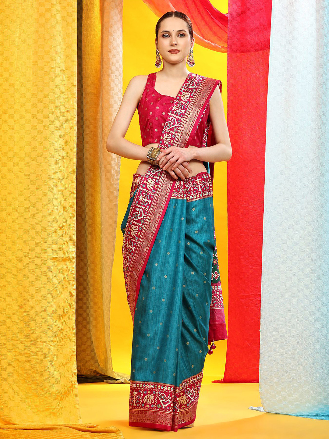 

Phenav Woven Design Zari Pure Silk Kanjeevaram Saree, Blue