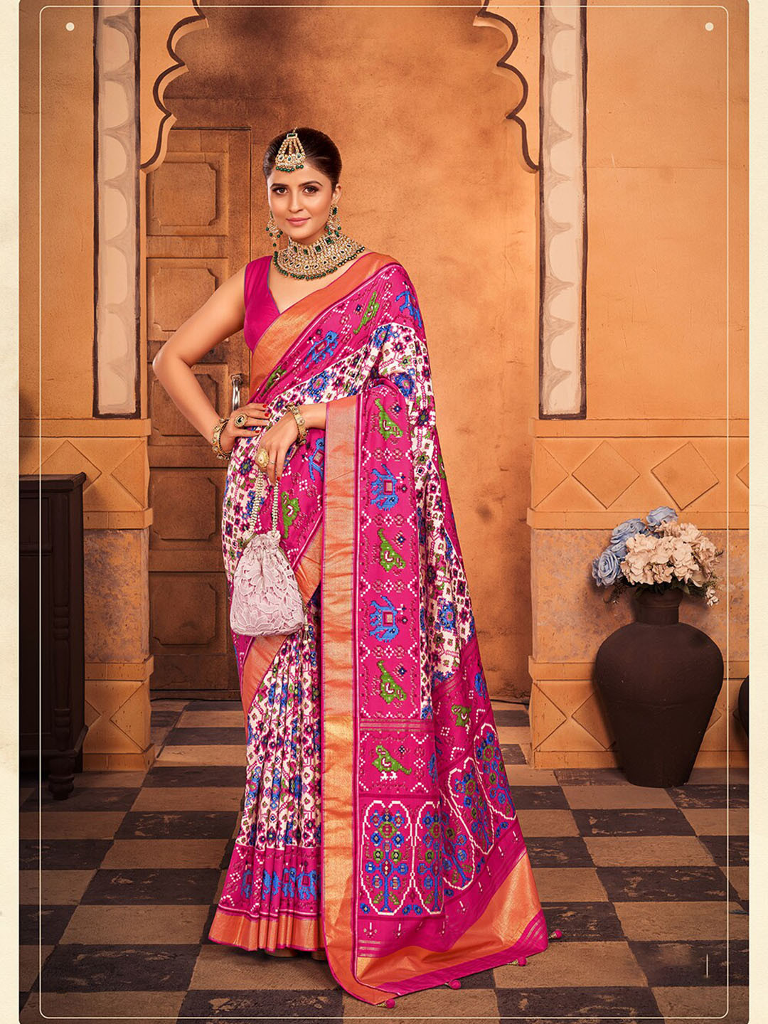 

Mitera Ethnic Motifs Printed Zari Silk Cotton Mysore Silk Saree, Off white