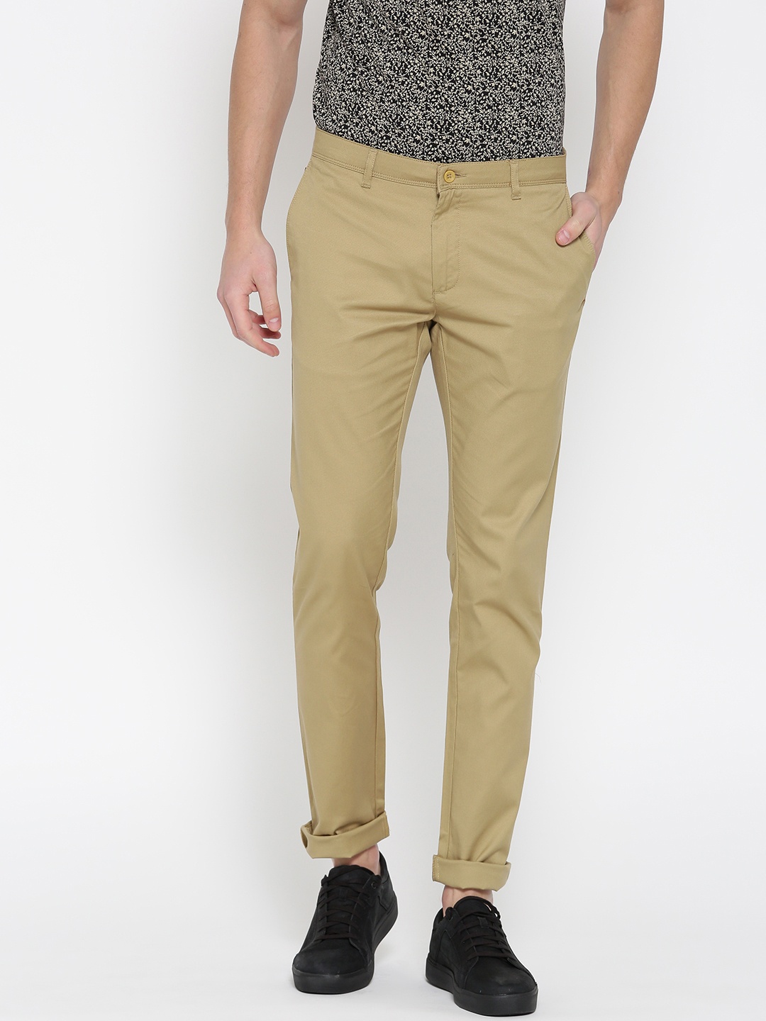 

Blackberrys Men Khaki B-91 Skinny Fit Solid Trousers