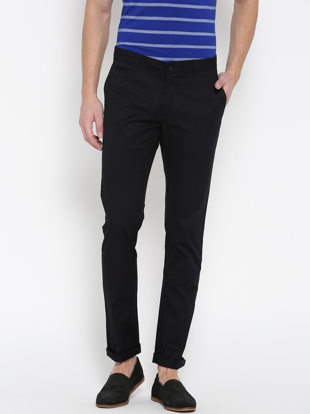 

Blackberrys Men Black Sharp Fit Solid Casual Trousers