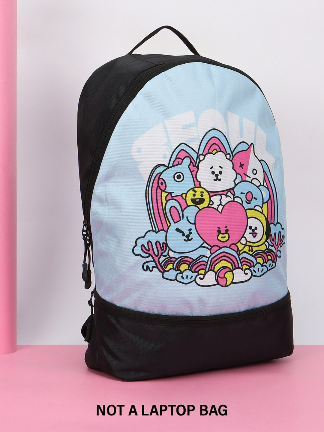 

Bewakoof Unisex Black & Pink Graphic Backpack