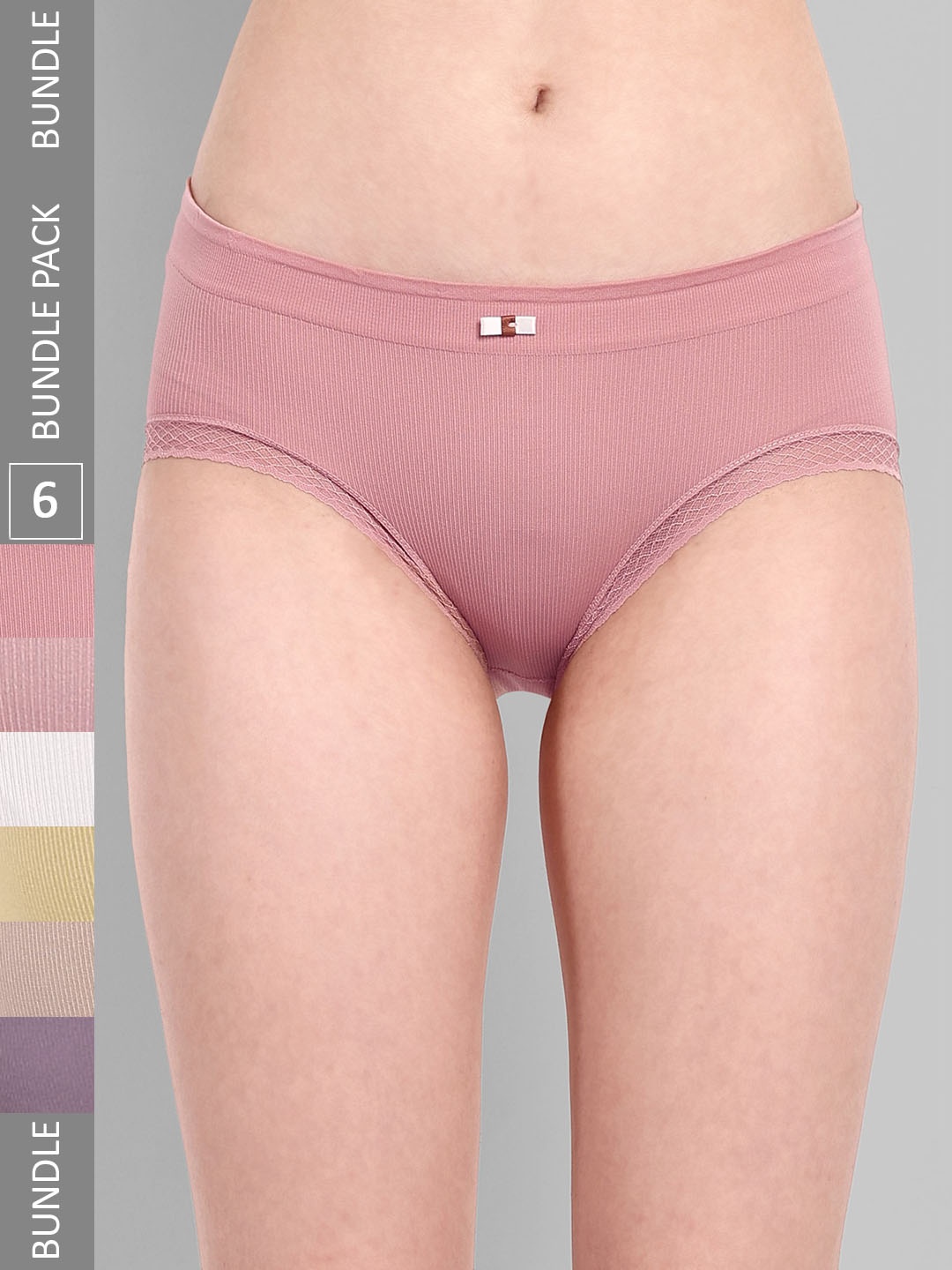 

TOM & GEE Pack Of 6 Hipster Briefs, Pink