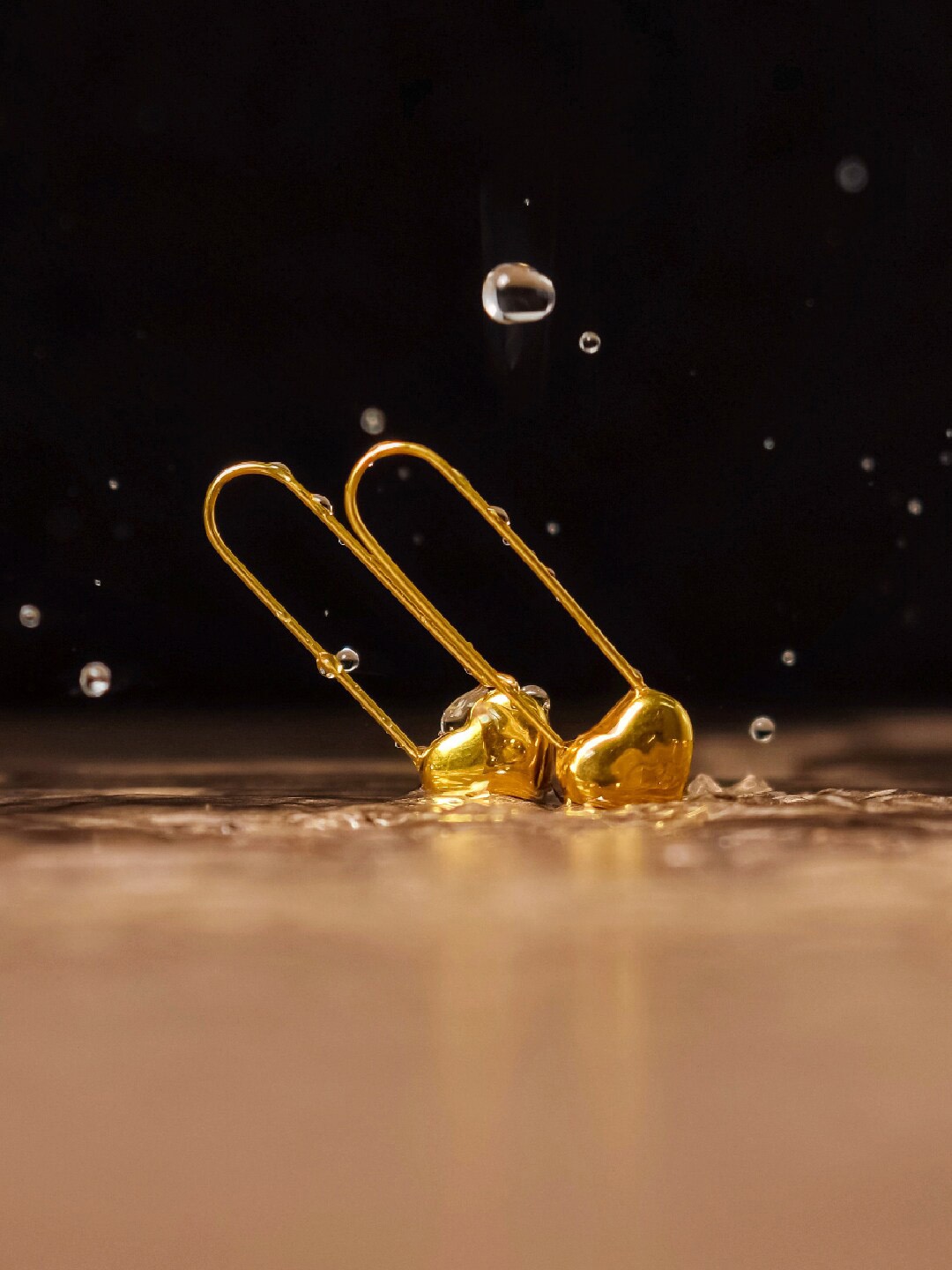 

PALMONAS Stainless Steel Gold-Plated Contemporary Drop Earrings